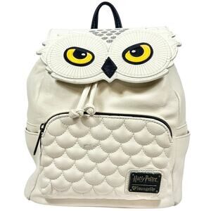 Loungefly x Hedwig the Owl Mini Backpack White Faux Leather Used